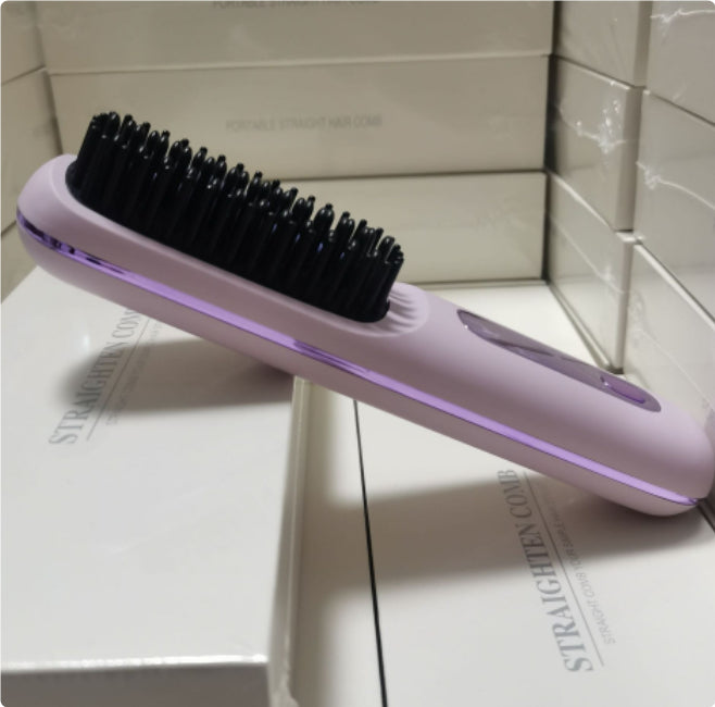 TiffanyCase 2 In 1 Straight Hair Comb Wireless Hair Straightener Brush Hair Fast Heating Portable Hot Curler USB Charging